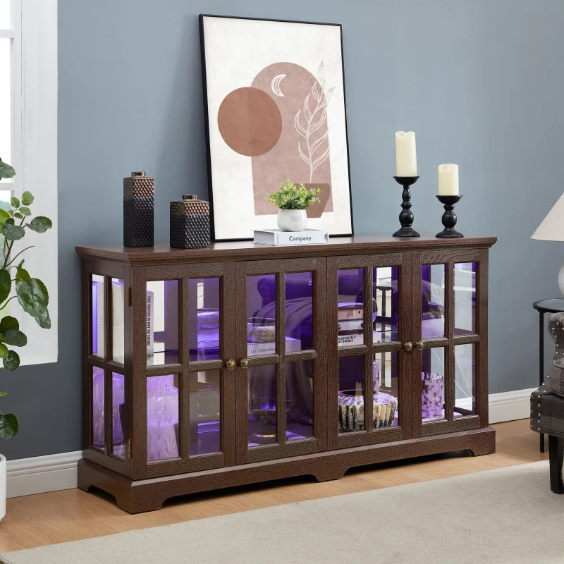 LED Curio Display Cabinet Antique Display Cabinet with Glass Doors Adjustable Shelves for Collectibles