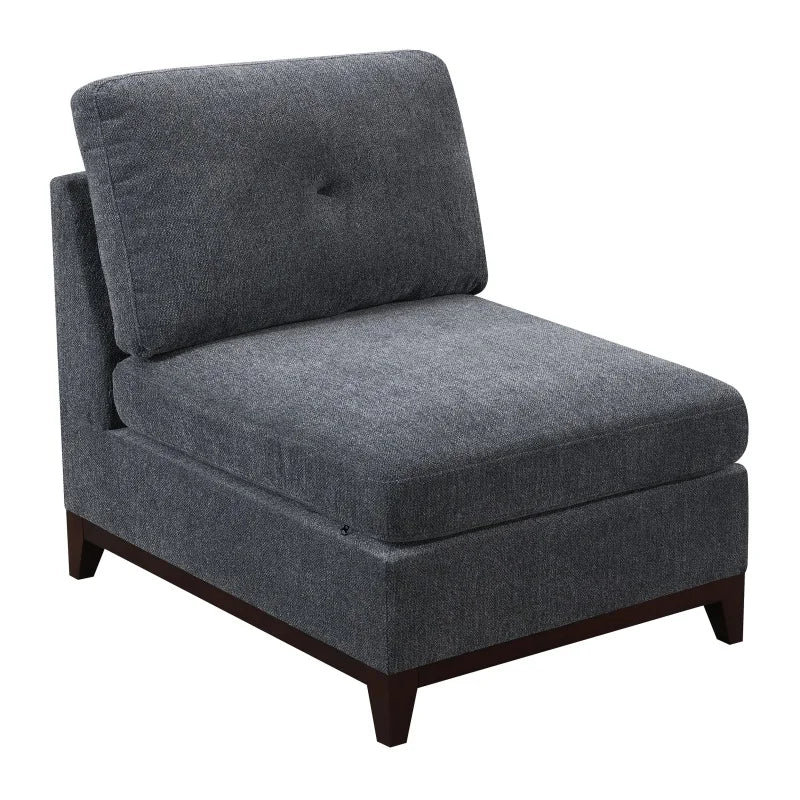 Living Room Furniture Armless Chair Ash Chenille Fabric 1pc Cushion Armless Chair Couch.