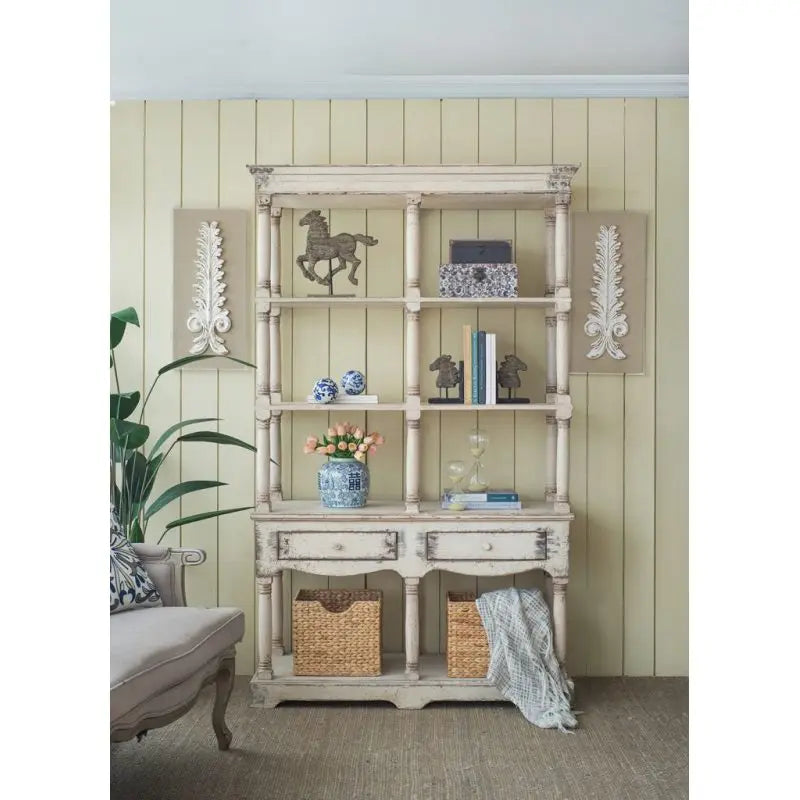 51x19.5x81.5" French Country Wood Bookcase, Display Storage Shelf
