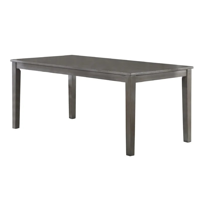 Transitional 7pc Dining Set Rectangular Table Wood Base Ladder Back Chairs Gray Finish Wooden Dining Room Furniture