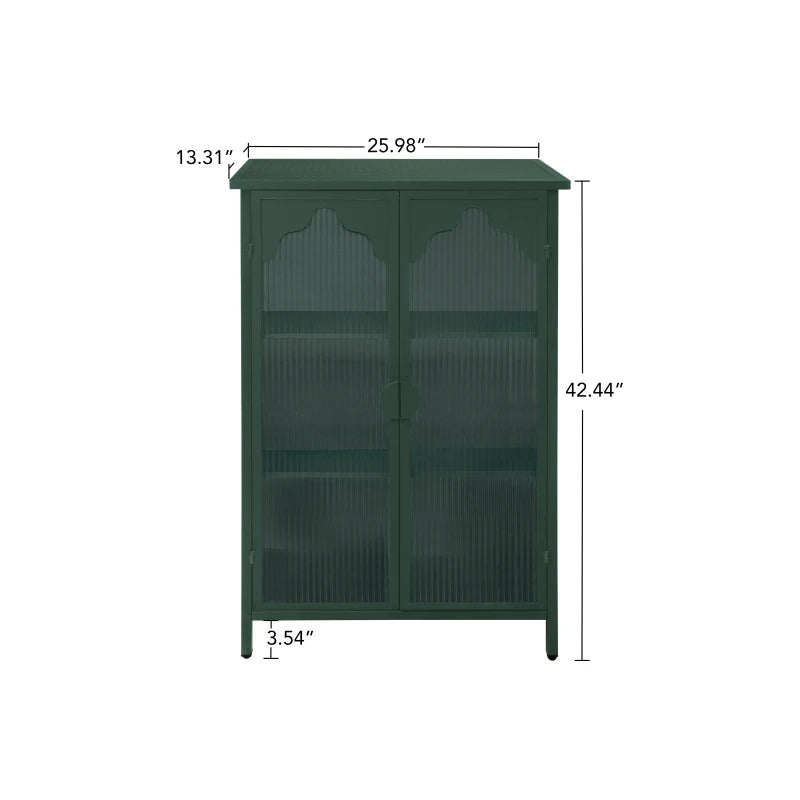 2 Doors Metal Storage Cabinet,Display Cabinet with Glass Doors,Metal Kitchen Sideboard Buffet Cabinet