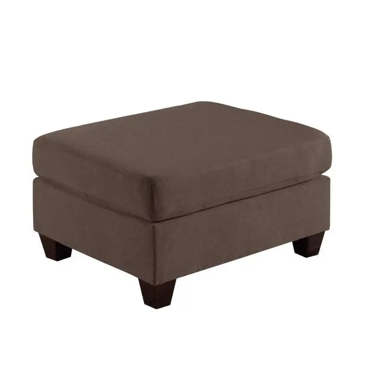 Living Room Furniture  Black Coffee Linen Like Fabric 1pc Cushion Ottoman Wooden Legs