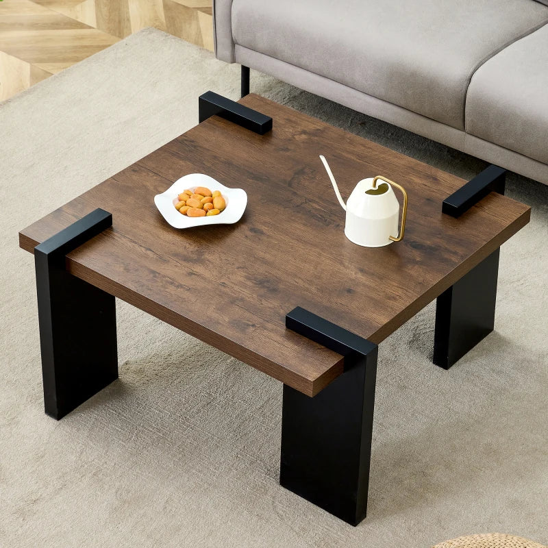Walnut-colored MDF coffee table, suitable for modern minimalist living rooms and leisure areas