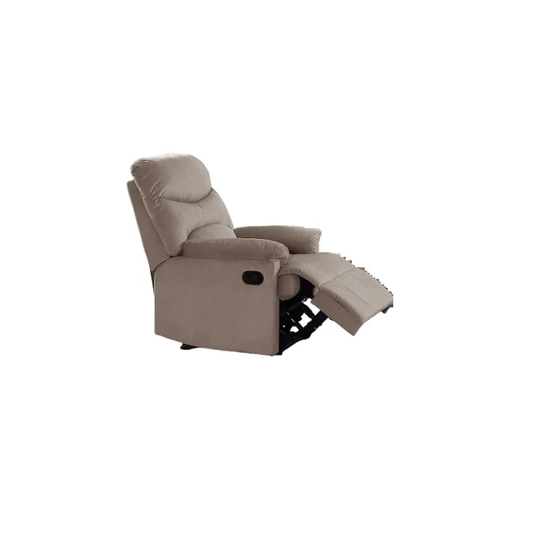 Luxurious Velvet Light Brown Color 1pc Motion Recliner Chair Couch Manual Motion Plush Armrest Living Room Furniture Chair