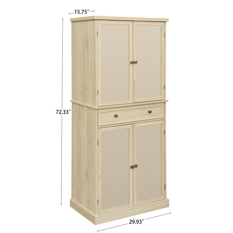 Door Cabinet with 1 Drawer, with 4 Adjustable Inner Shelves, Storage Cabin