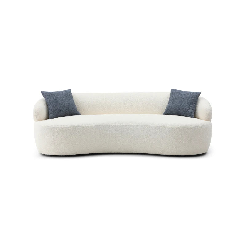 Mid Century Modern Curved Sofa, 3 Seat Cloud couch Boucle sofa Fabric Couch for Living Room, Bedroom, Office Beige