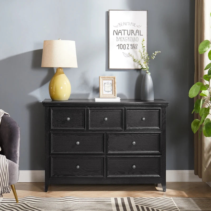 Modern 7 Drawers Dresser 7 Drawers Cabinet,Chest of Drawers Closet Organizers and Storage Clothes Storage Drawers Cabinet,Black