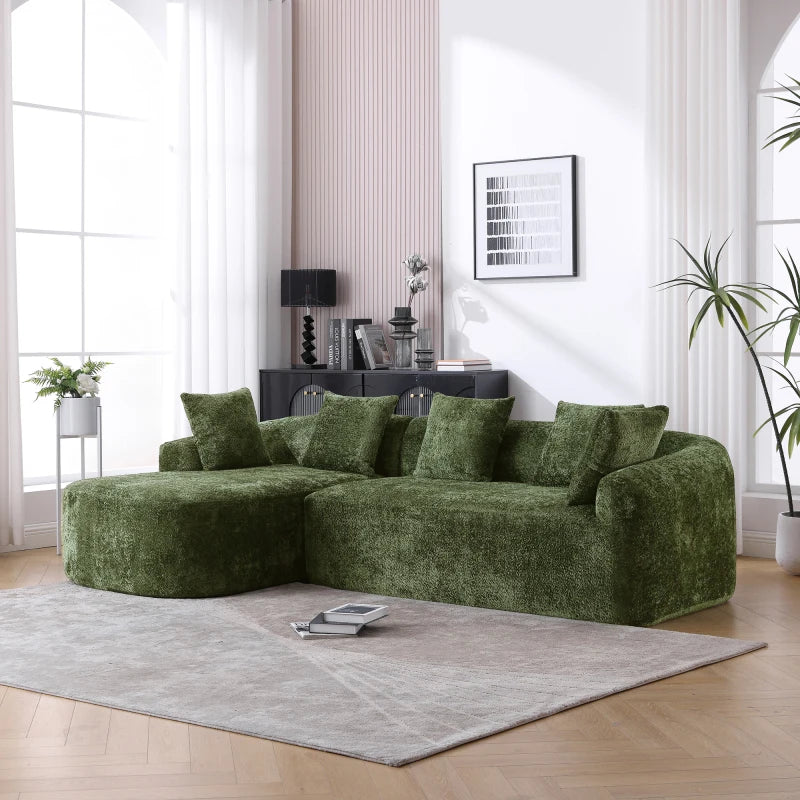 green Sofa 3 Seater for Living Room Oversized Comfy Sofa L-Shape Sofa Couch with Chaise Home,Office Left Hand Facing