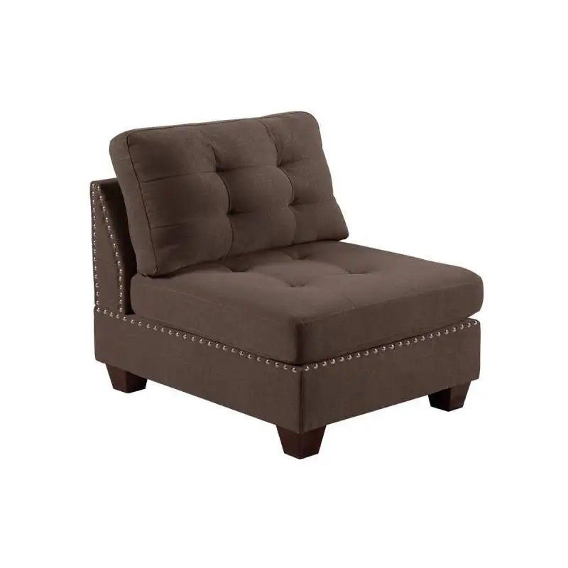 Living Room Furniture Tufted Armless Chair Black Coffee Linen Like Fabric 1pc