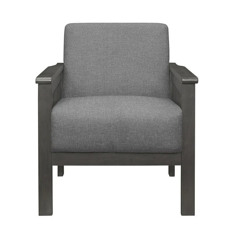 Grey Accent Chair 1pc Solid Wood Frame Cushion Back Classic Living Room Furniture Antique Gray Wooden