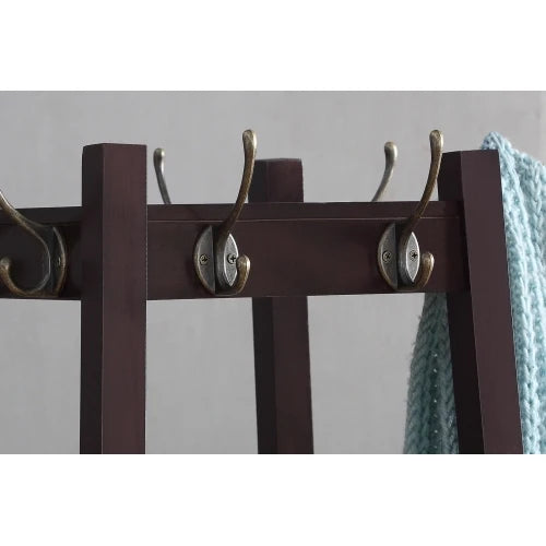 Coat Rack  Storage Shelves in Espresso Finish